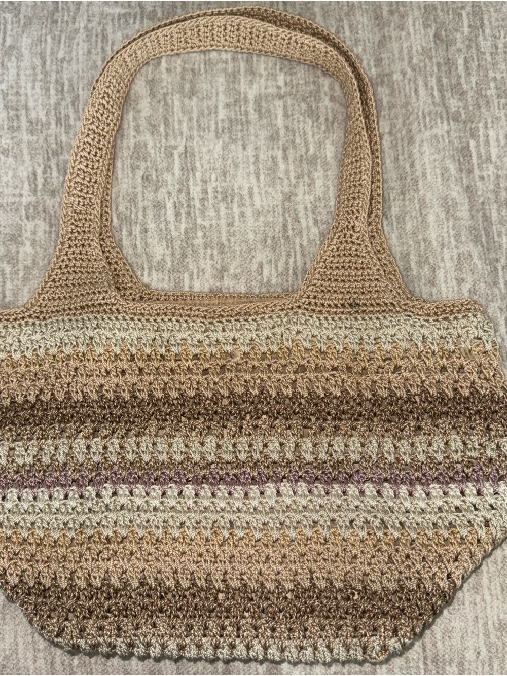 The Sak Vintage Striped Hobo Large Wide Bottom Shoulder Bag Tote Purse Boho